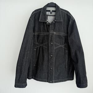 Marithe Francois Girbaud Denim Trucker Jacket Mens XXXL Black Y2K Vintage Baggy